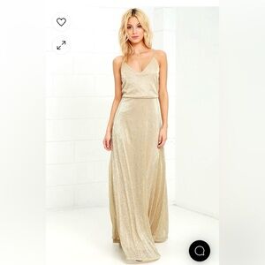 Lulus maxi dress, gold, size small, worn once - used, like new